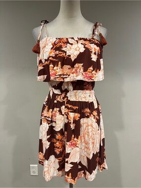 Maaji Floral Square-Neck Jumpsuit Romper size medium